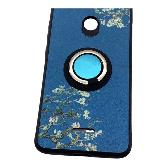 Xiaomi Redmi 6 / 6A Blue Floral Design Phone Case With Circular Ring Holder - Picture 3 of 11